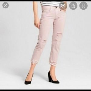 NWOT Blush Distressed Boyfriend Crop Jean